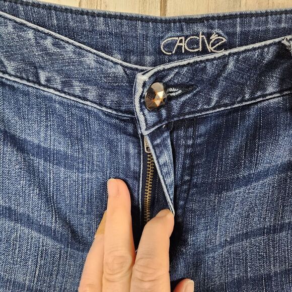 Cache Studded Straight Leg Jeans Blue Size 10 - Picture 6 of 10